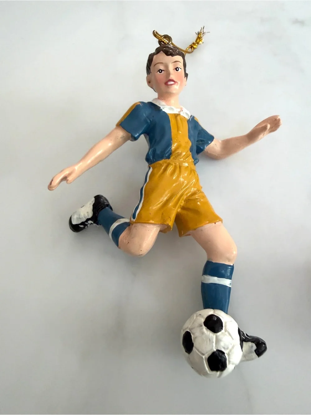 Vintage Soccer Player Ornament and Soccer Ball Keychain Bundle y2k lot 4.25